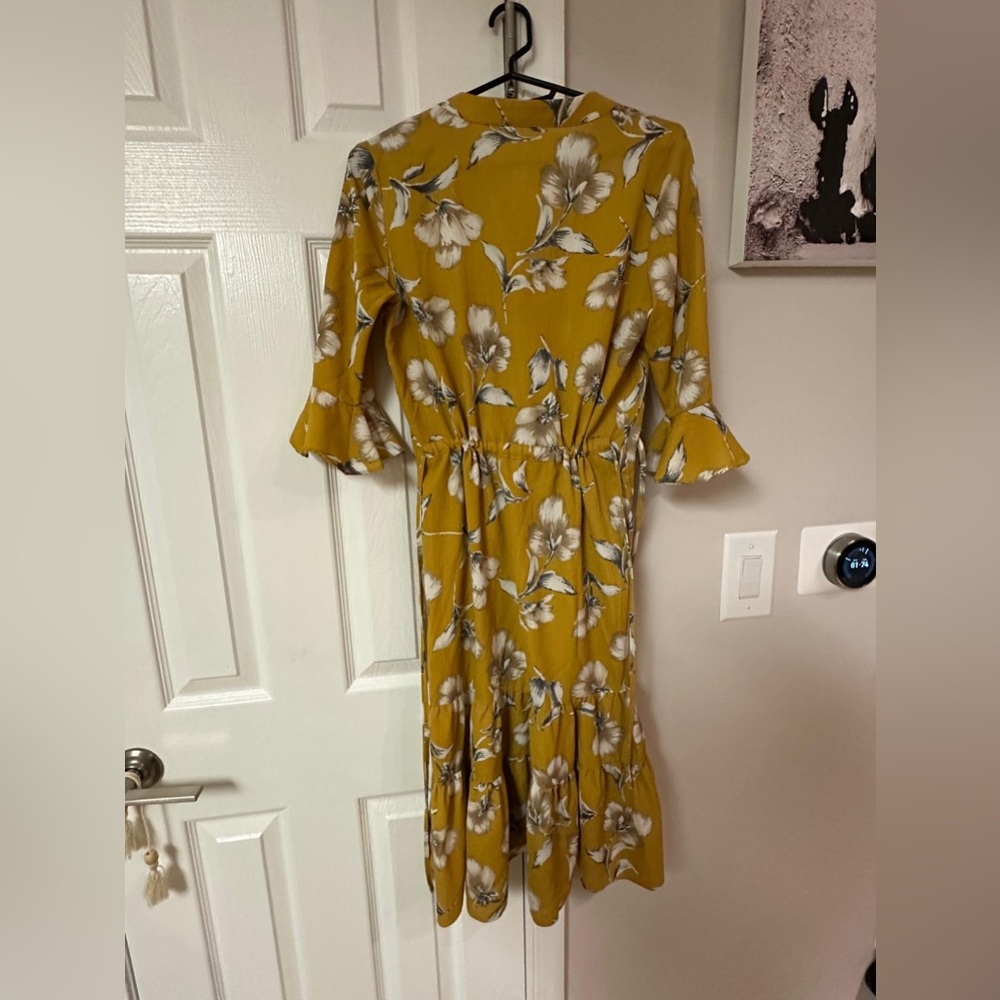 Petite Studio Mustard Floral Long Sleeve Dress